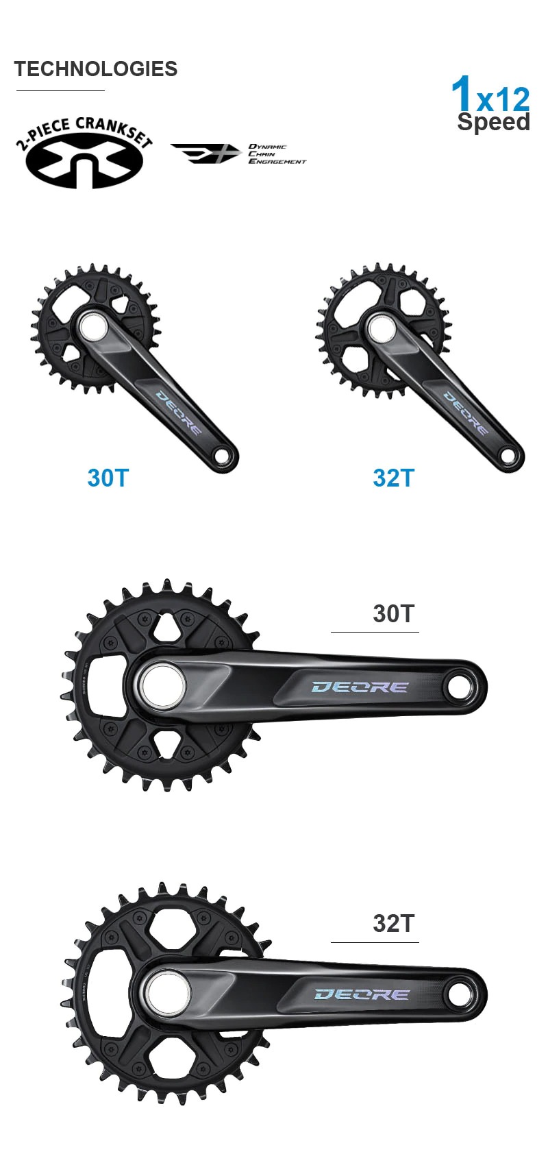 ชุดขับจักรยานเสือภูเขา SHIMANO DEORE M6100 1X12 Groupset รวมกะโหลก