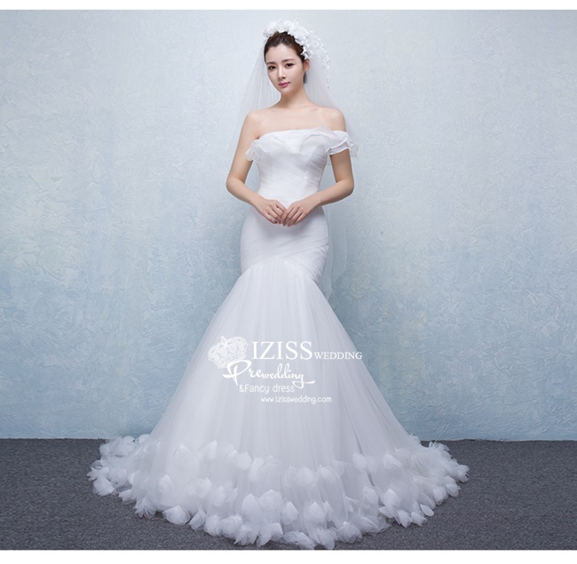 BR142 **พรีออเดอร์**ชุดแต่งงาน&ชุดเจ้าสาวแบบยาวสีขาวเกรดพรีเมี่ยม เปิดไหล่ มีแขน หรูหราน่ารัก สวยโดดเด่นไม่ซ้ำใคร