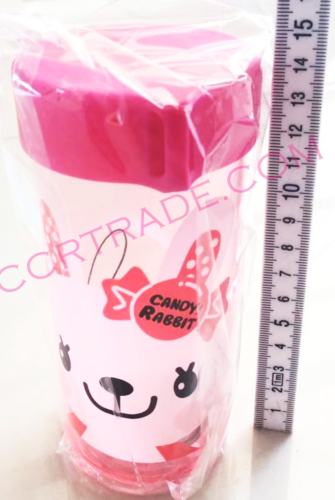 กระติกน้ำเด็กการ์ตูน+สายคล้องมือ 14.5 ซม.