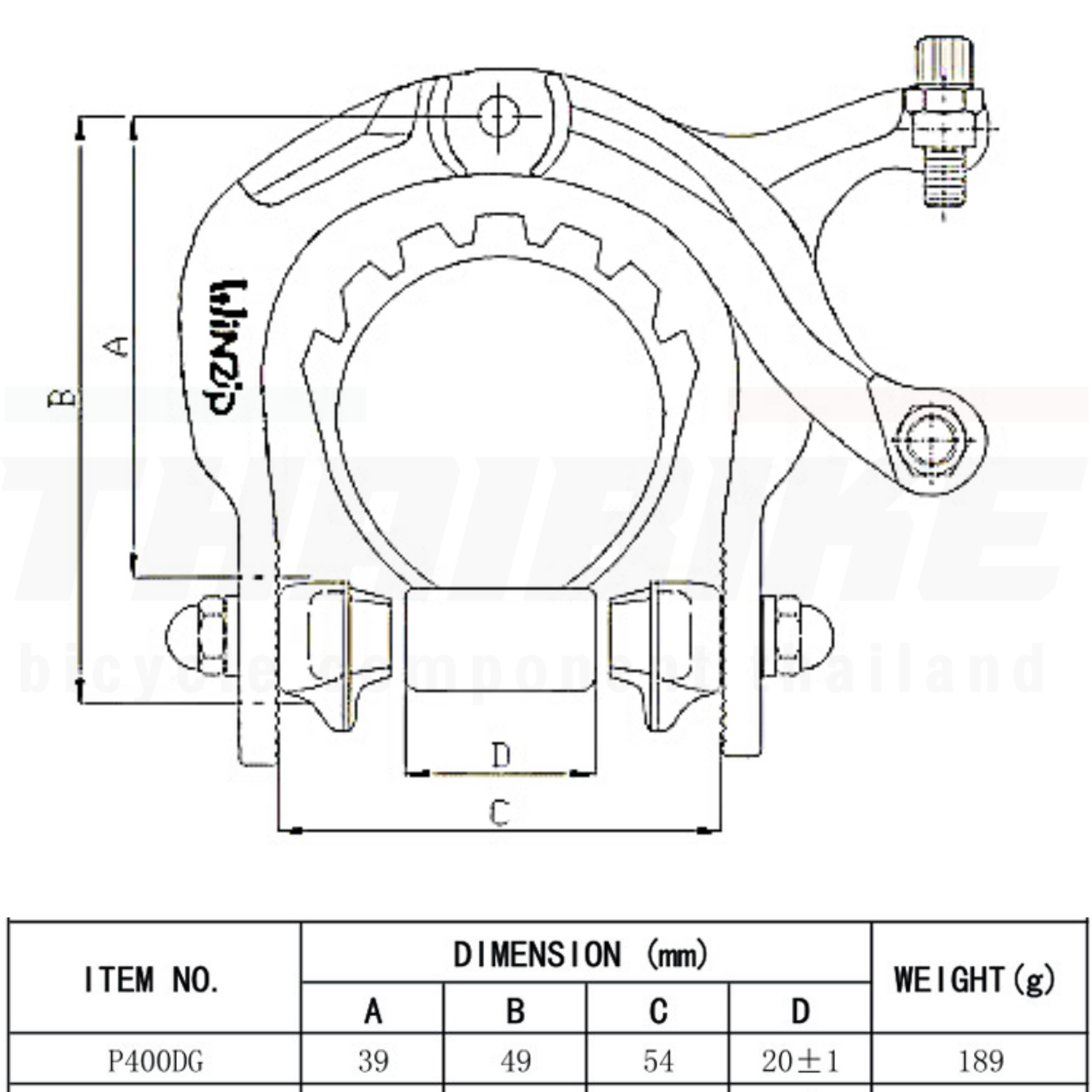 ชุดเบรคก้ามปูจักรยาน ยี่ห้อ Winzip P400DG