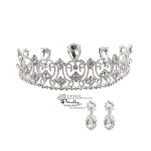 AC021 **พรีออเดอร์**ชุดเทียร่า มงกุฎเพชร พร้อมต่างหู ชุดเครื่องประดับเจ้าสาวสวยหรูดุจเจ้าหญิง