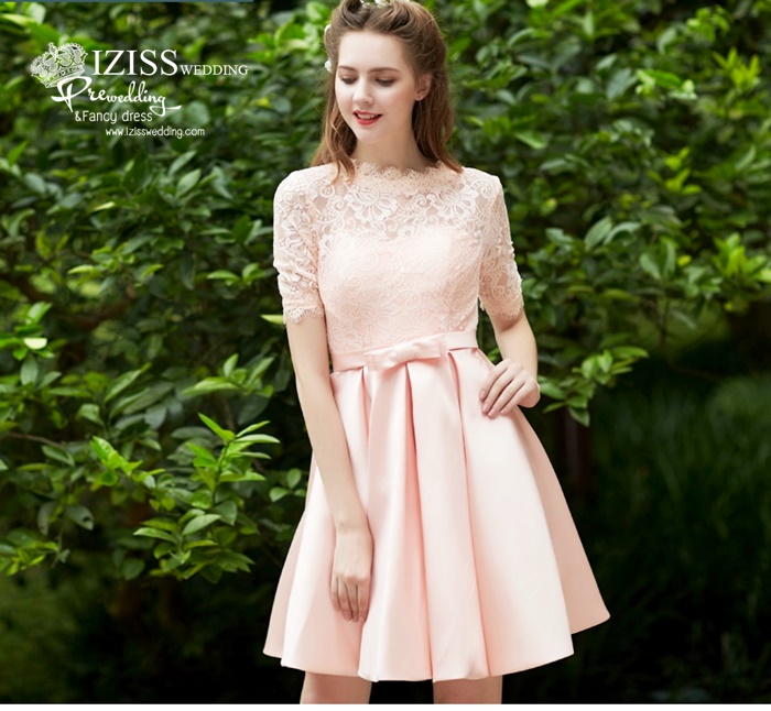 ฺBM0123 - พรีออเดอร์ ชุดเพื่อนเจ้าสาวราตรีสั้นสีส้มโอโรส น่ารักมากๆค่ะ