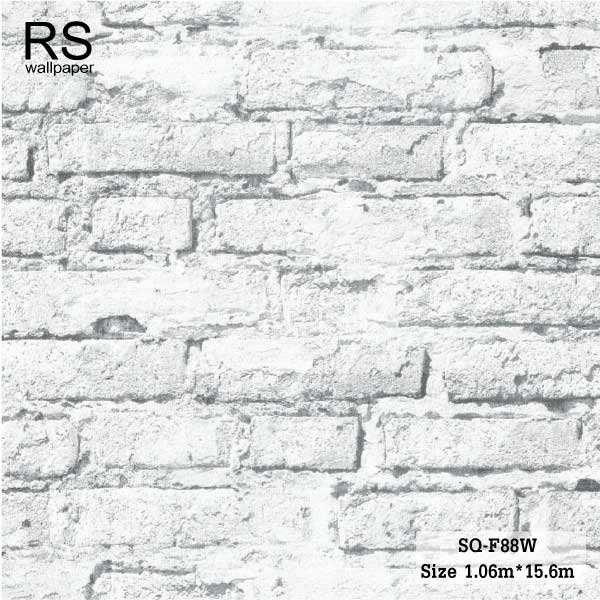 วอลเปเปอร์ ลายอิฐ สีขาวอมเทาอ่อน SQ-F88W