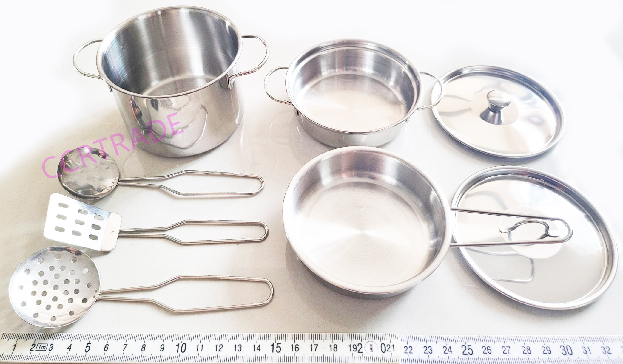 เซ็ทครัวสแตนเลส 9 ชิ้นกล่องน้ำตาล 20x30 ซม.(1x3)