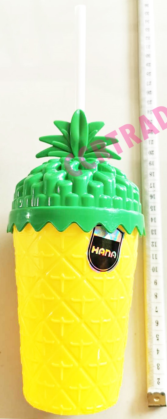 แก้วสับปะรด+หลอด (งานหนา) 8x15 ซม.