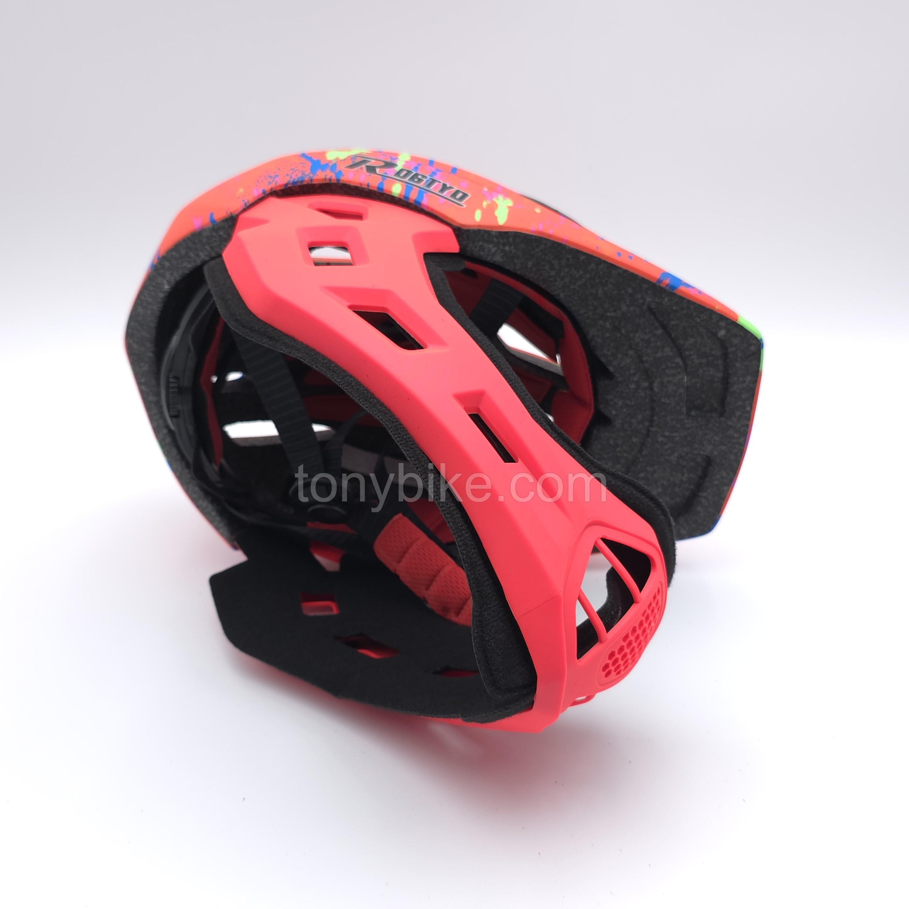 หมวกจักรยานเด็ก เต็มใบ สีแดง เพ้นท์สี 46-53 ซม.