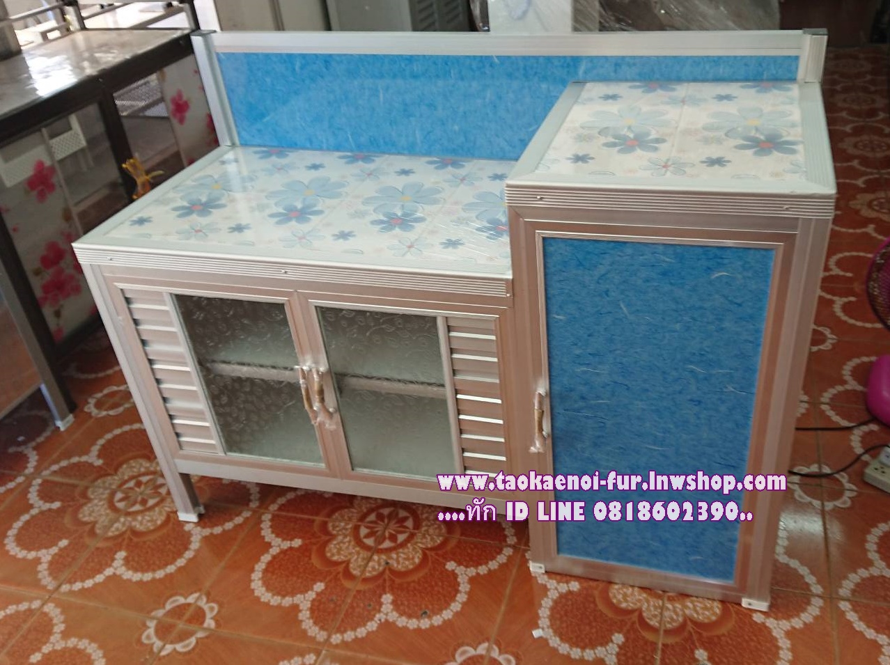 ตู้วางเตาซ่อนถังแก๊ส 120 cm. (ขอบเหลี่ยม)