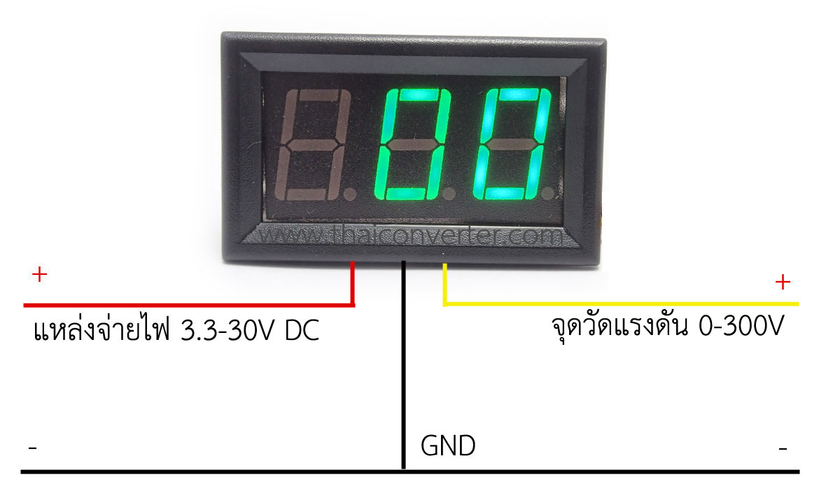DC Digital Voltmeter 0-300V 3-wire 0.56" [Green]