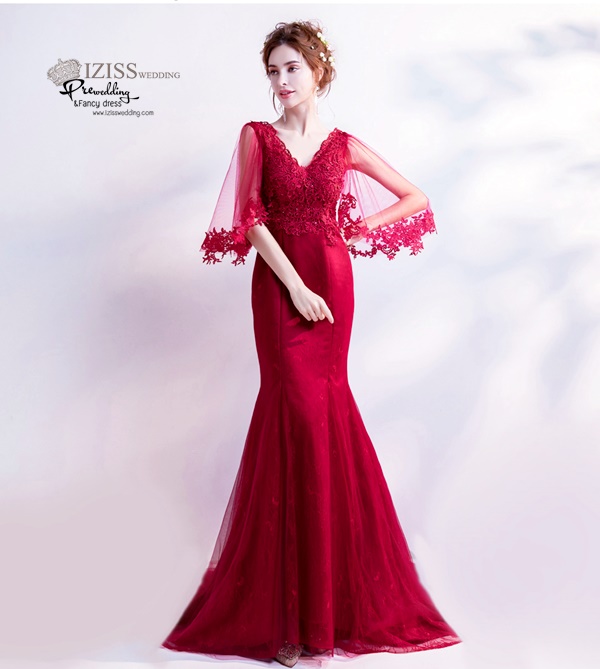 DL030 - **พรีออเดอร์** ชุดราตรี เดรสยาวออกงาน (Night party dresses) ชุดไปงานแต่งงานสวยๆ "ธีมสีแดง"