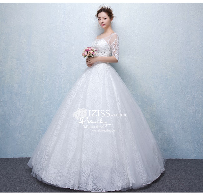 BR123 **พรีออเดอร์**ชุดแต่งงาน&ชุดเจ้าสาวแบบยาวสีขาวเกรดพรีเมี่ยม เปิดไหล่ มีแขน หรูหราน่ารัก สวยโดดเด่นไม่ซ้ำใคร