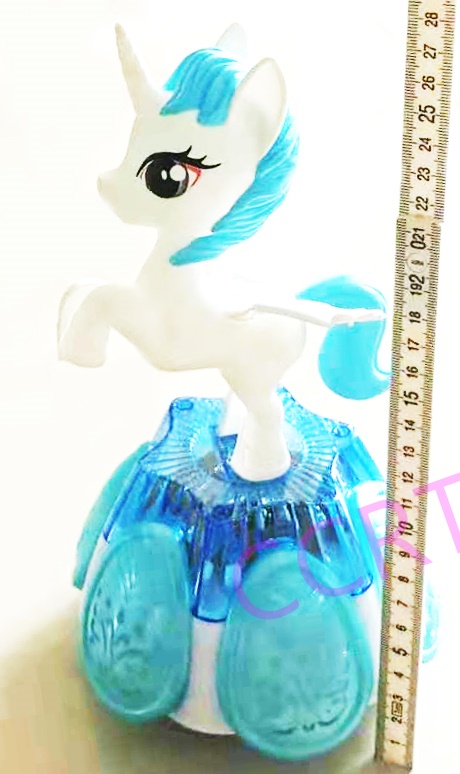 ม้ายูนิคอร์นเต้นรำชนถอย มีเสียง มีไฟกล่อง 15.5x26 ซม.(1x3)