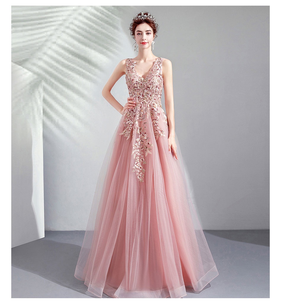 DL083 **พรีออเดอร์** ชุดออกงานสีชมพูทอง ชุดราตรี เดรสยาวออกงาน (Night party dresses) ชุดไปงานแต่งงานสวยๆ "ธีมสี Pink Gold"