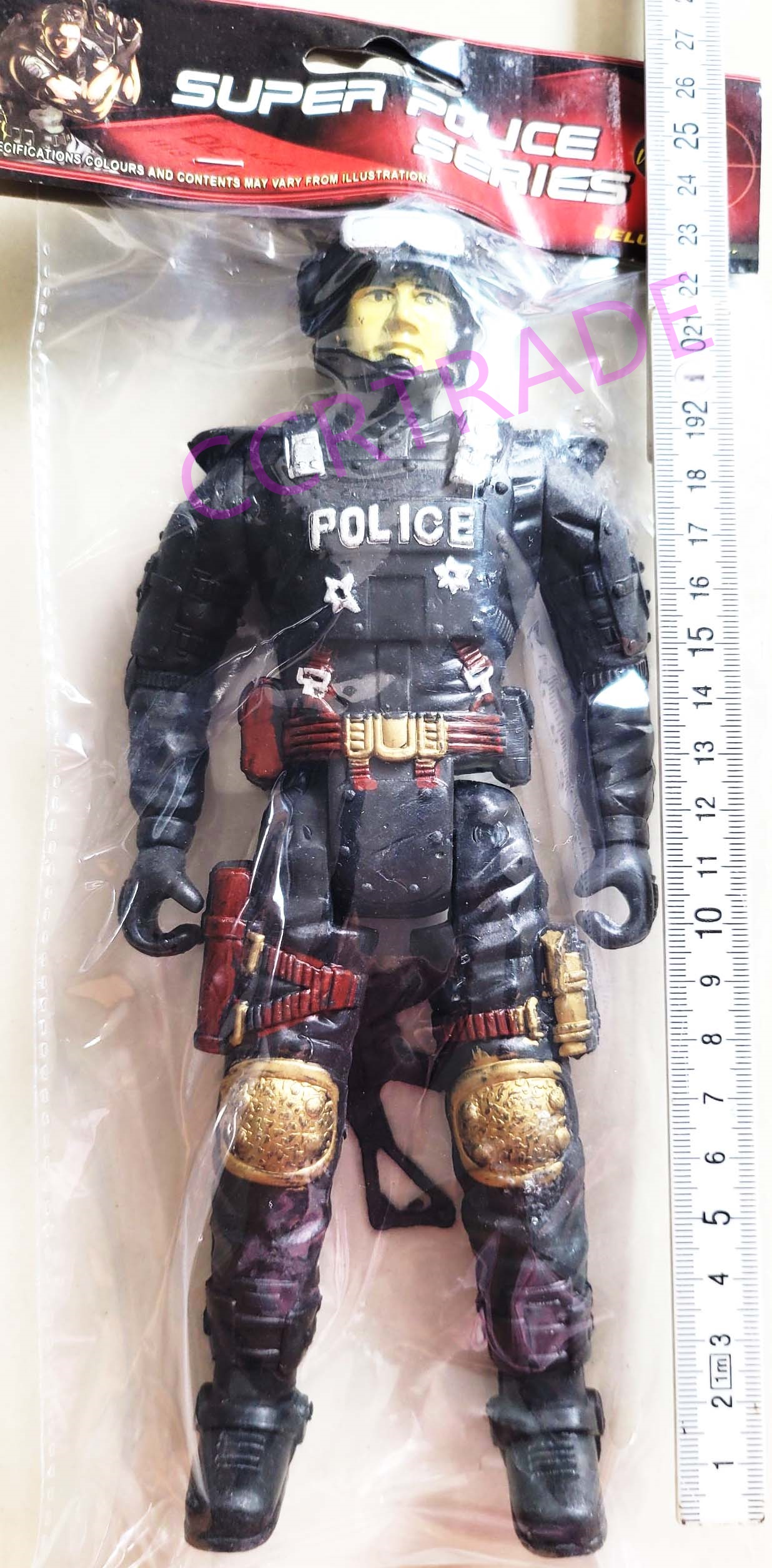 หุ่นตำรวจคอมมานโด+ปืนถุง PVC 30 ซม.