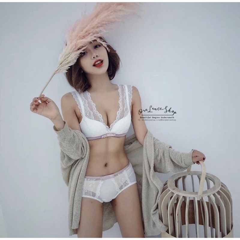 BLS✿323 Setบรา+กกน. ชุดชั้นในลูกไม้ สายใหญ่สไตล์เสื้อกล้าม