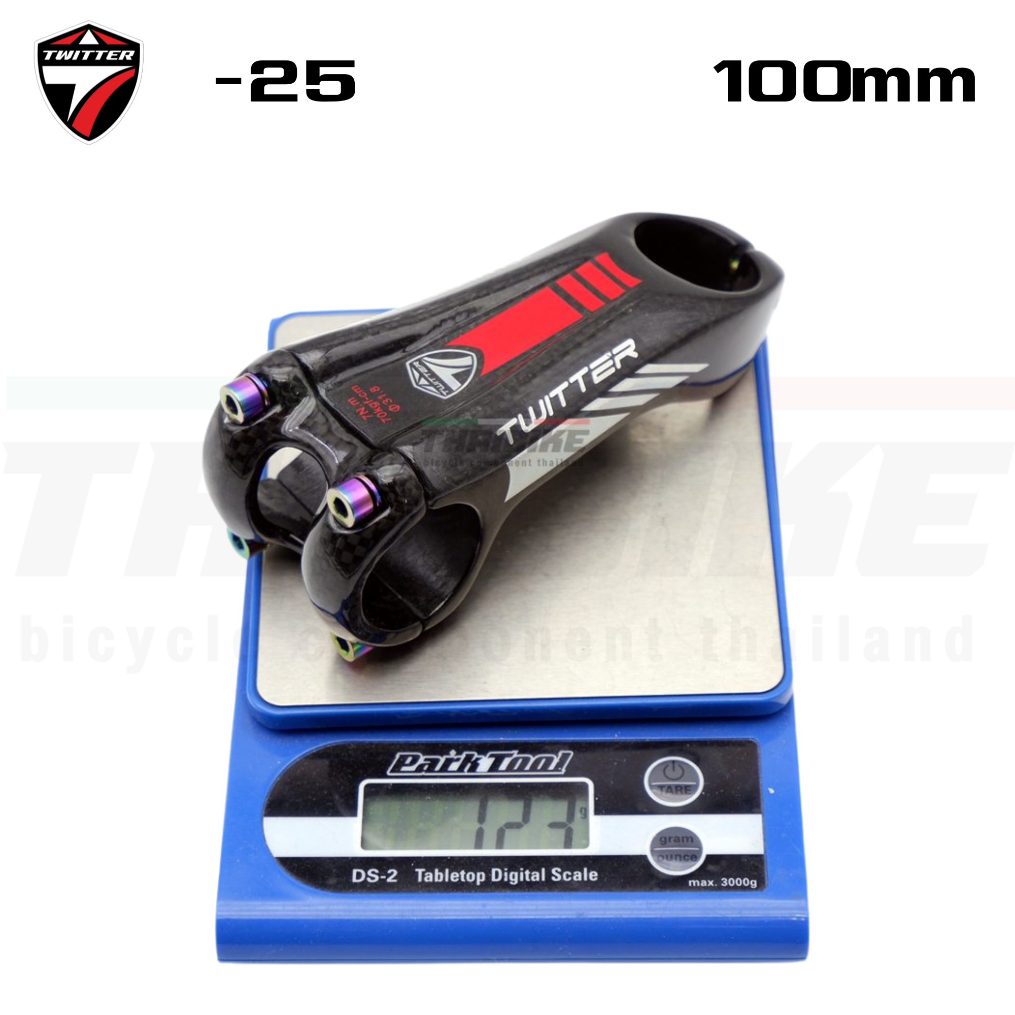 สเต็มจักรยานแบบฟูลคาร์บอน T.WITTER +-25X100มม. น็อตไทเทเนี่ยม