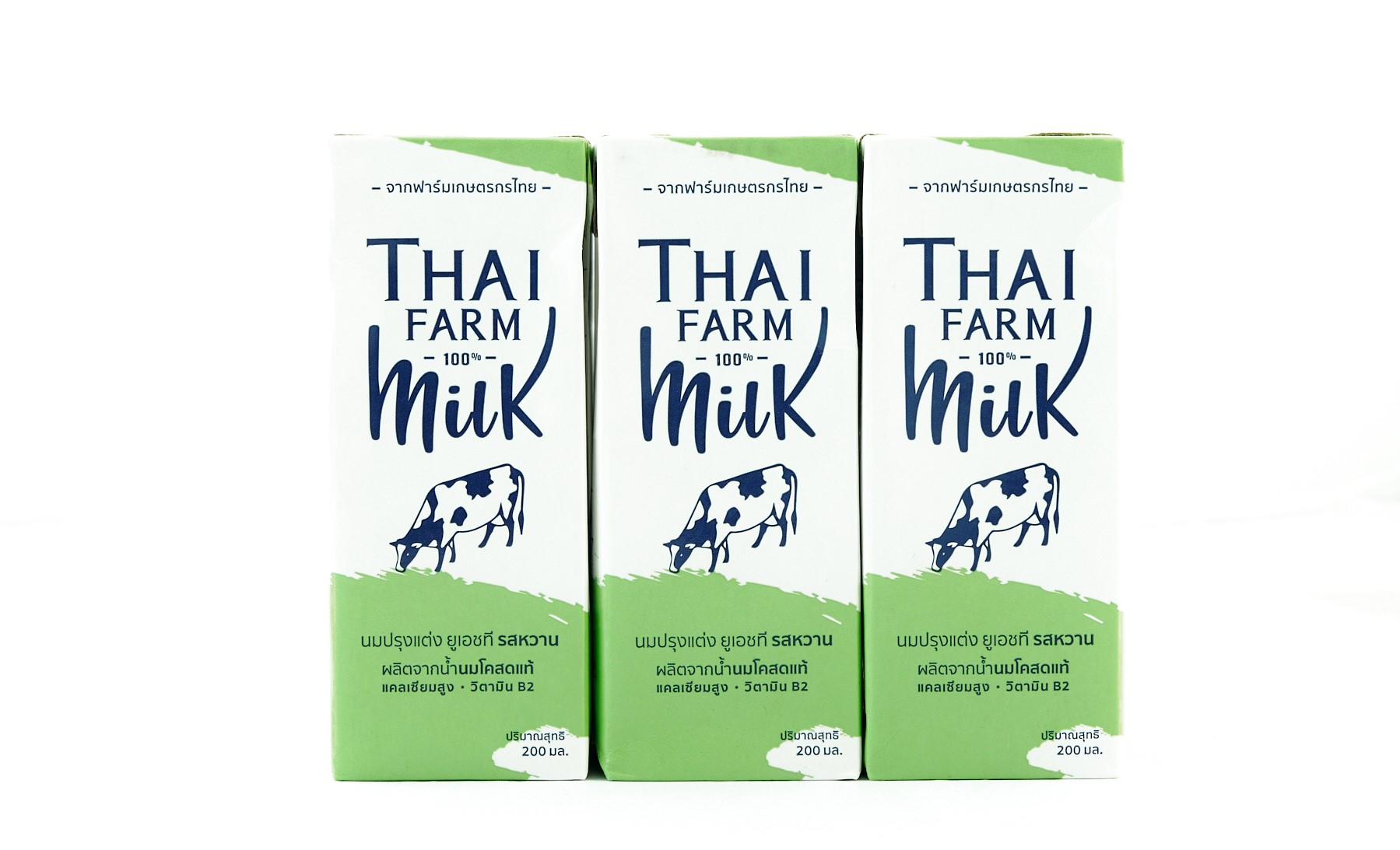 ไทยฟาร์ม นมโคสด รสหวาน (กล่องสีเขียว) ขนาด 200 มล. (Thai Farm Milk - Sweet taste 200ml) แพ็ค 6 กล่อง
