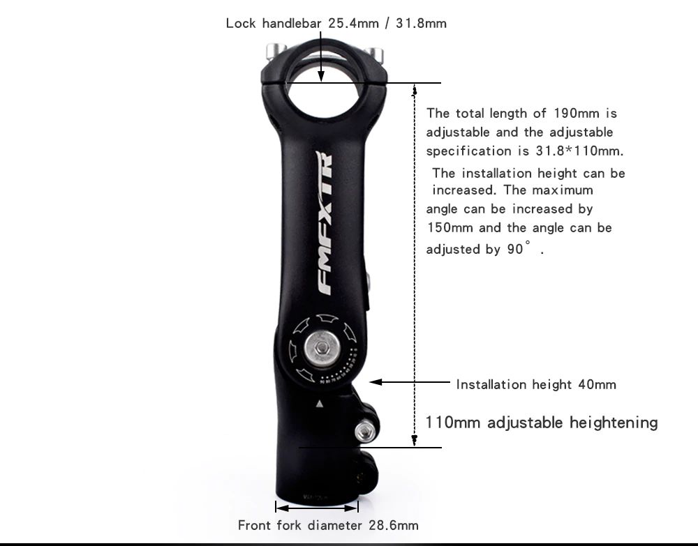 สเต็มรถจักรยานแบบ เสียบปรับระดับได้ FMFXTR