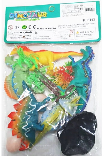 ไดโนเสาร์โมเดลภูเขาไฟ 10 ชิ้นถุง PVC 19x30 ซม.(งานห้าง)(1x3)