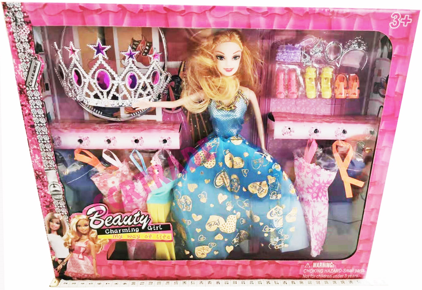 ชุดบาร์บี้เจ้าหญิงมงกุฎ+ชุดกระโปรง 8 ชุดกล่องใหญ่ 38 ซม.(1x3)