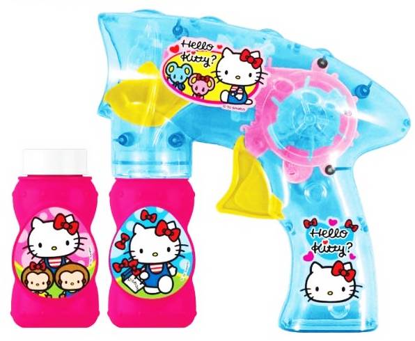 ปืนเป่าฟอง Hello Kitty+น้ำยา 2 ขวด มีไฟ(ลิขสิทธิ์แท้) 26 ซม.(1x3)