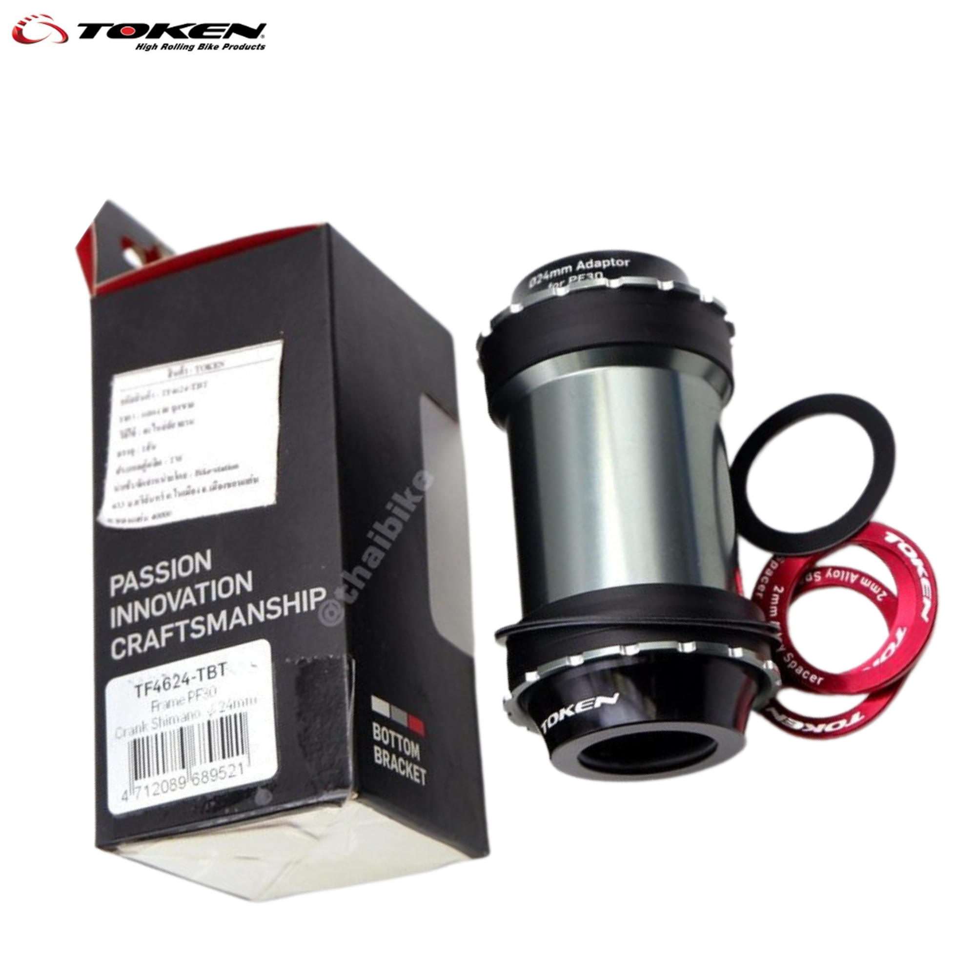 กะโหลกจักรยาน TOKEN TF4624-TBT กระโหลก Frame PF30 Crank Shimano 24mm