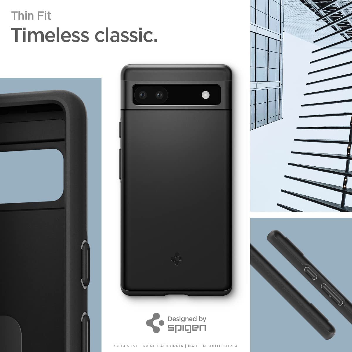 Spigen Thin Fit Designed for Pixel 6a Case - Black