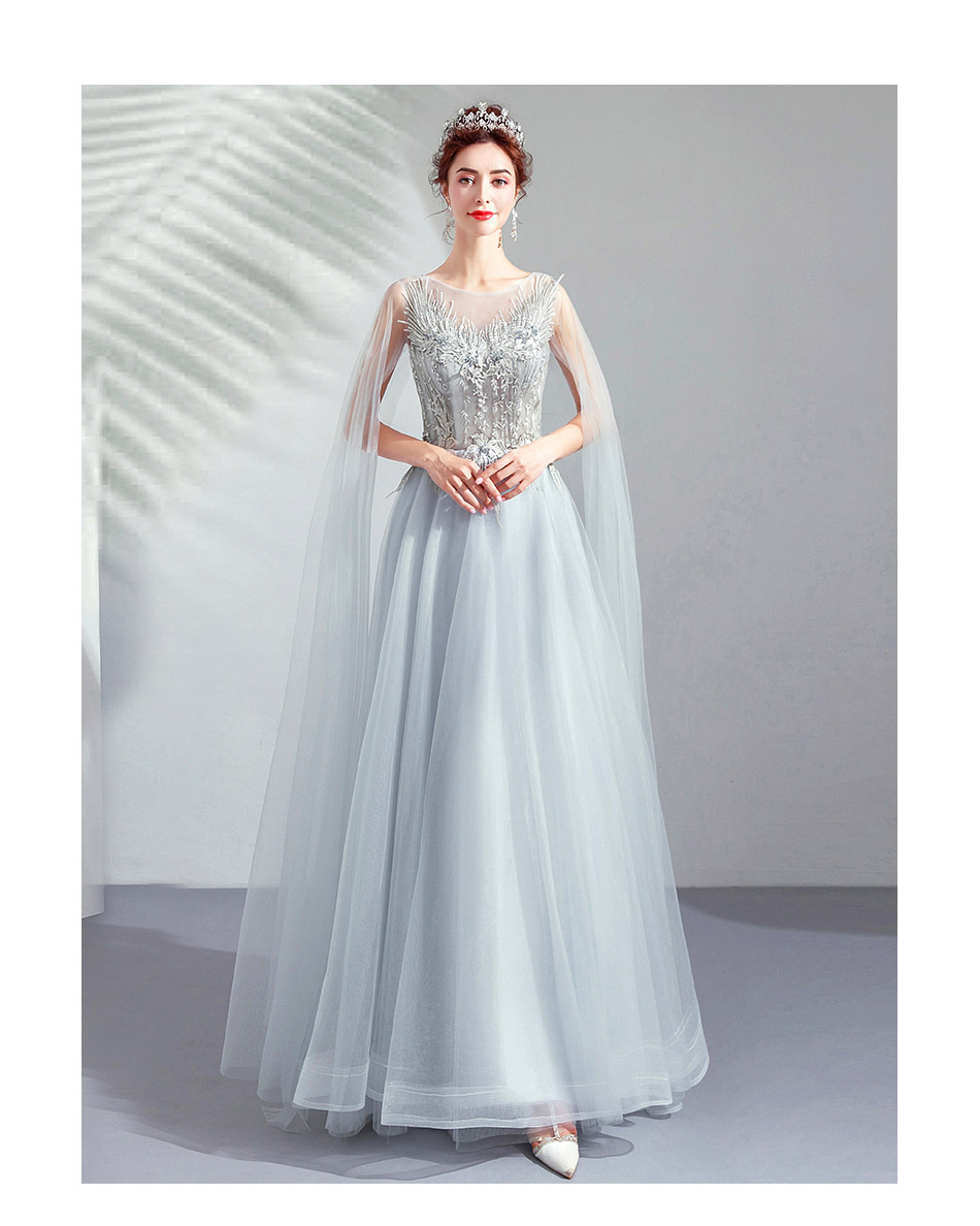 DL104 **พรีออเดอร์** ชุดออกงานสีเทา ชุดราตรี เดรสยาวออกงาน (Night party dresses) ชุดไปงานแต่งงานสวยๆ "ธีมสีเทา"