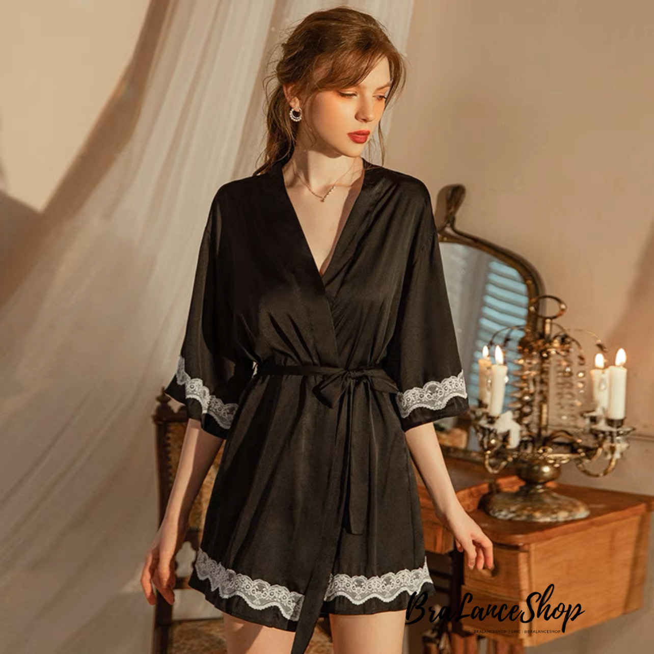 BLS✿SQ12 เสื้อคลุมลูกไม้ ผ้าซาติน