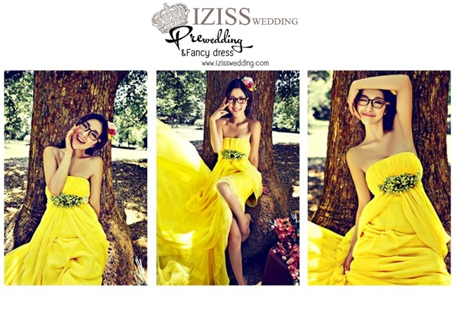 PW164 - Pre order ชุดคู่ถ่ายพรีเวดดิ้ง (prewedding dress) & ชุดแต่งงานแฟนซี (Fancy wedding dress)ชายหญิง "ธีมสีเหลือง"