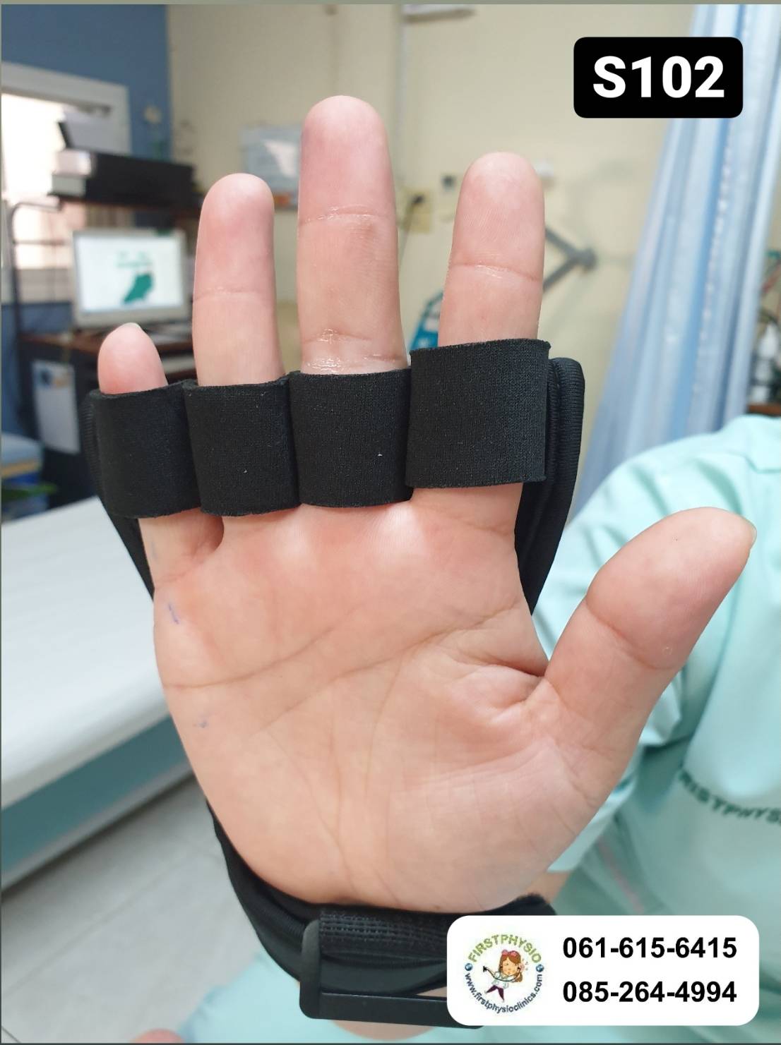 FIRSTPHYSIO/ถุงมือดึงรอก / glove pulley /ถุงมือปั่นจักรยานกายภาพ / S102