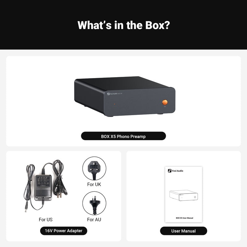 Fosi Audio Box X5 พรีแอมป์โฟโนสำหรับเครื่องเล่นแผ่นเสียง รองรับ MM และ MC ประกันศูนย์ไทย