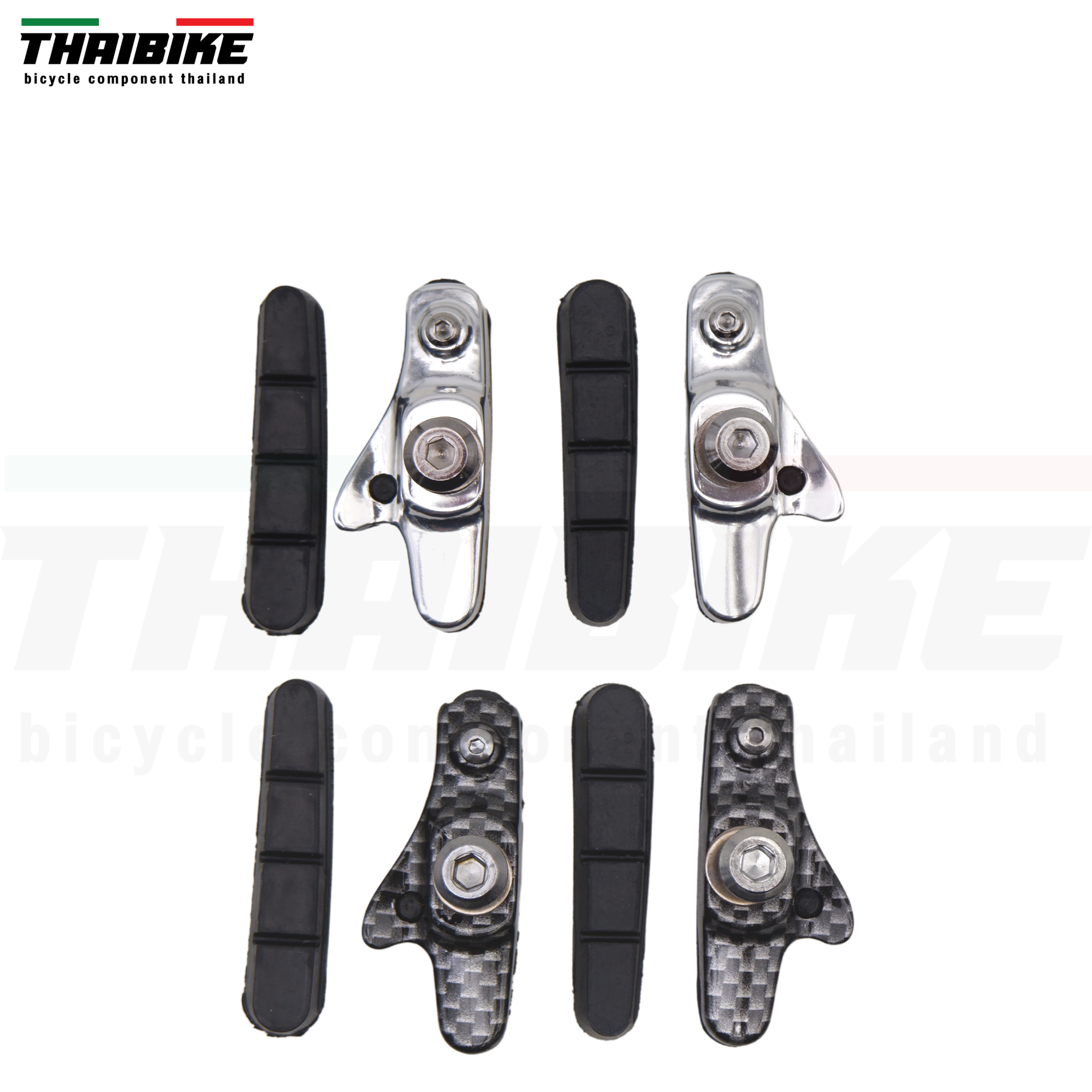 ผ้าเบรคจักรยานเสือหมอบล้ออลูมิเนียม แบบมีฝักเบรค THAIBIKE แถมฟรียางเบรค 1 ชุด