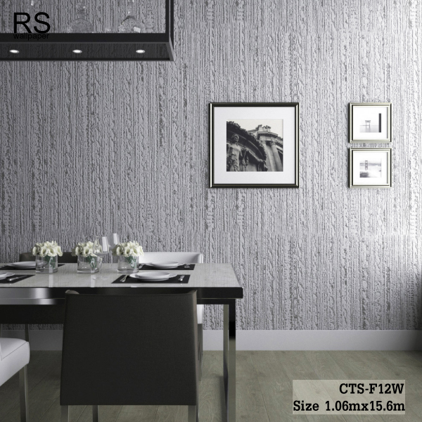 วอลเปเปอร์ สีเทาเงิน เทกเจอร์ลายเส้น CTS-F12W