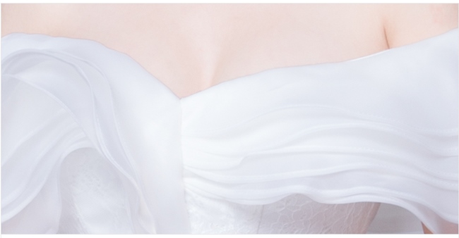 BR153 **พรีออเดอร์**ชุดแต่งงาน&ชุดเจ้าสาวแบบยาวสีขาวเกรดพรีเมี่ยม เปิดไหล่ มีแขน หรูหราน่ารัก สวยโดดเด่นไม่ซ้ำใคร