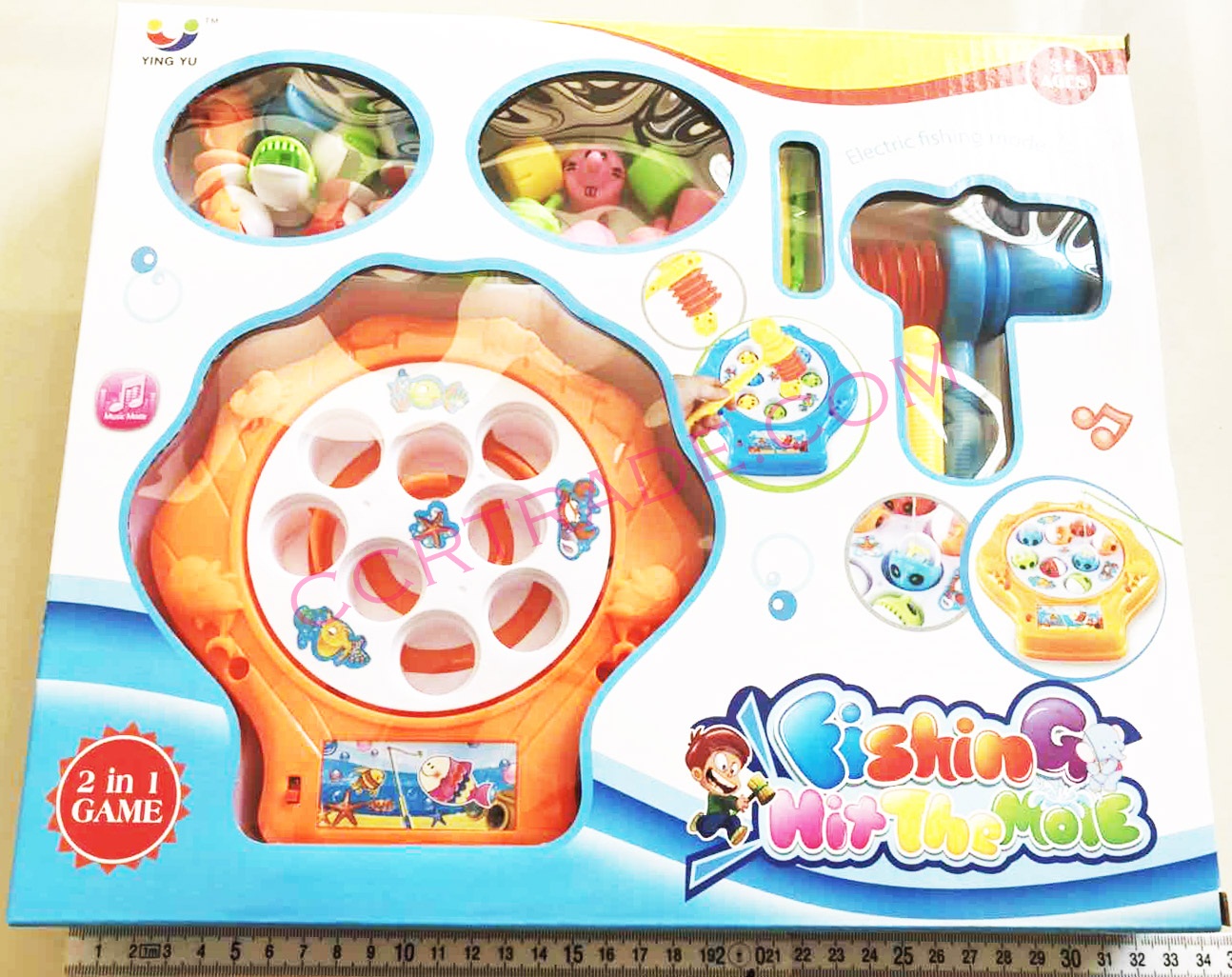 เกมส์ตกปลาหมุน+ทุบตัวตุ่น 2 in 1 กล่อง 32 ซม.(1x3)