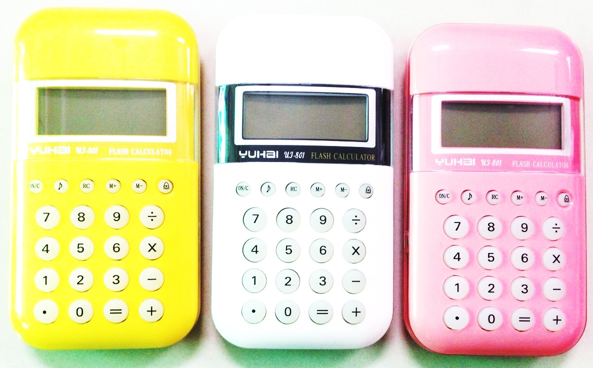 เครื่องคิดเลข 8 หลัก มีเสียง มีไฟ ขนาด 12.5 ซม. (1x6)