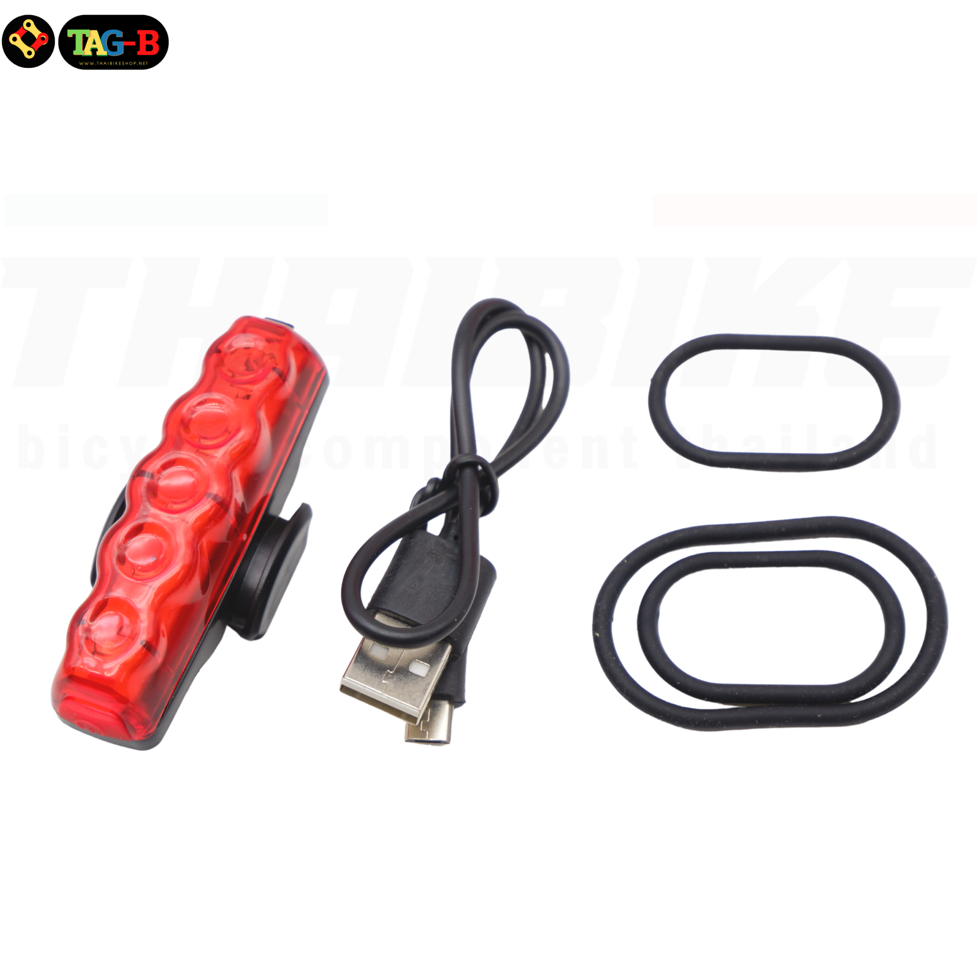 ไฟท้ายจักรยานชาร์จ USB THAIBIKE 004 ไฟสีแดง ไฟสีแดงน้ำเงิน