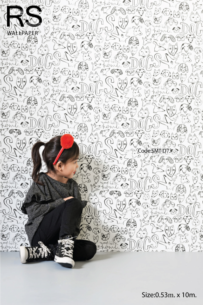 วอลเปเปอร์ลายตัวหนังสือมีสัตว์ต่างๆด้วย SMT-D73