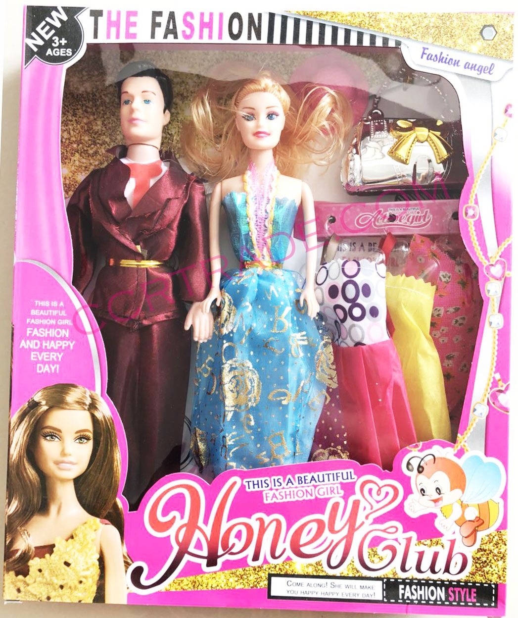 บาร์บี้คู่รัก+ชุดกระโปรงกล่องชมพู 32.5 ซม.(1x3)