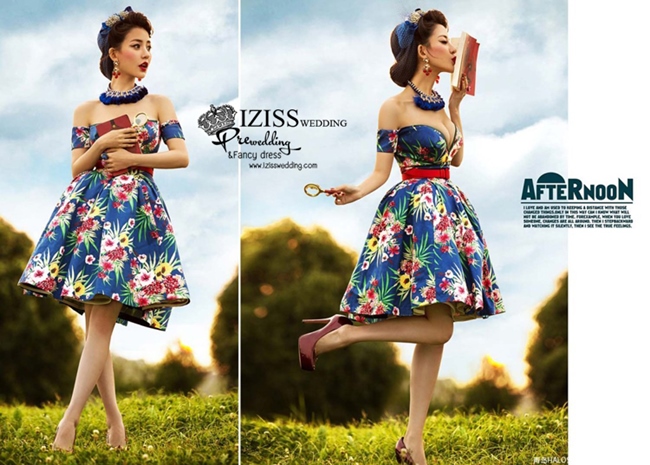 PW464- **พรีออเดอร์**ชุดแต่งงานแฟนซี ชุดเดรสสั้นสีน้ำเงิน ชุดถ่ายพรีเวดดิ้ง (prewedding dress) & ชุดแต่งงานแฟนซี (Fancy wedding dress) "ธีมสีน้ำเงิน"