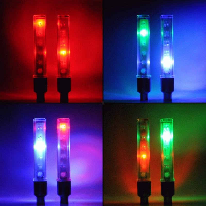 ไฟติดจุ๊บล้อจักรยานแบบสีสลับ 5 LED ติดจักรยานพร้อมถ่าน ใช้ได้กับจุ๊บเล็กและจุ๊บใหญ่