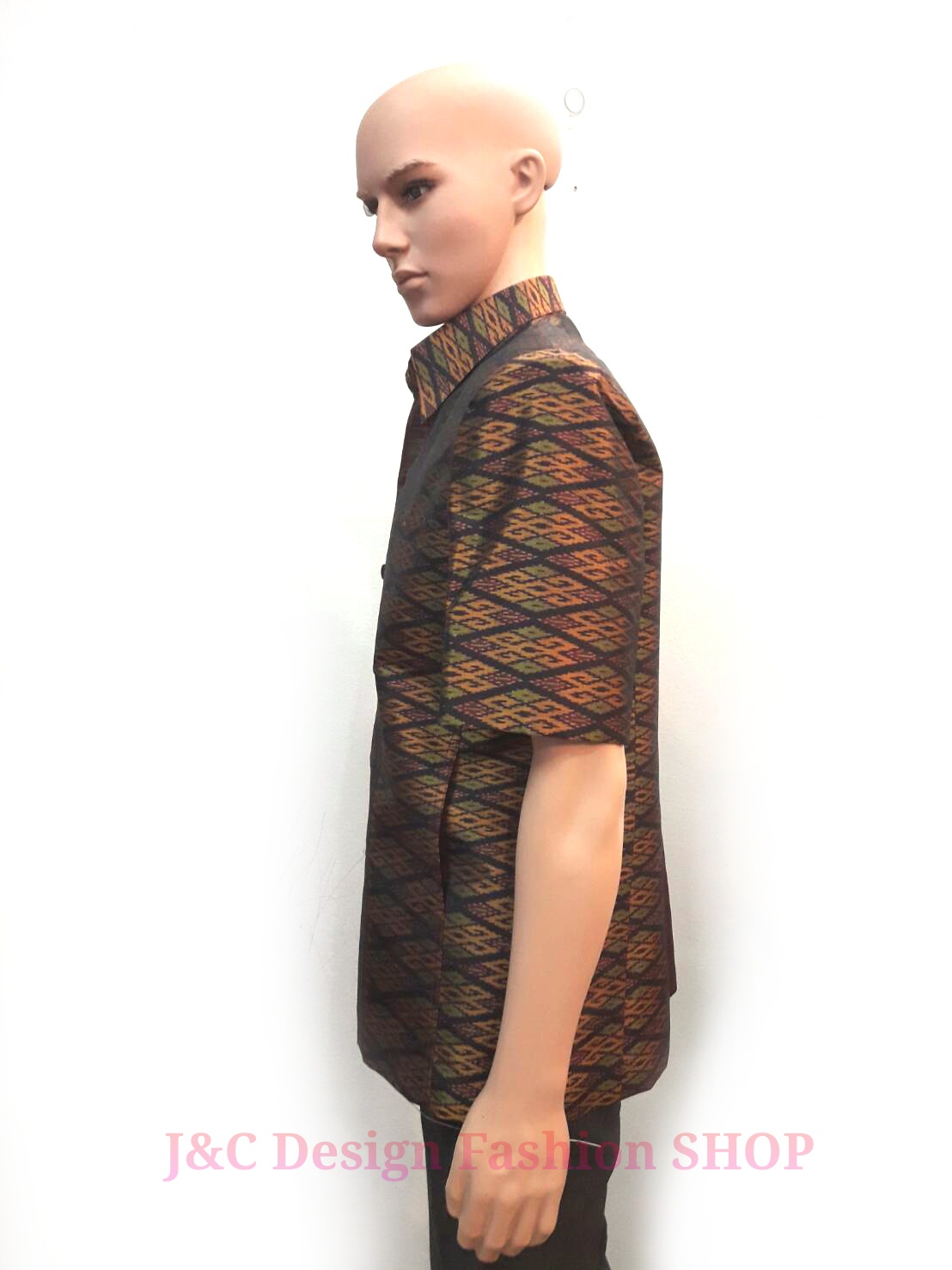 เสื้อสูทชายไหมแท้มัดหมี่ตีนแดง100% เสื้อสูทชายไหมแท้100% สูทผ้าไทยชาย ซาฟารีผ้าไหมชาย สูทผ้าไหมมัดหมี่แท้สีแดงเลือดนกทอมือ5 สี