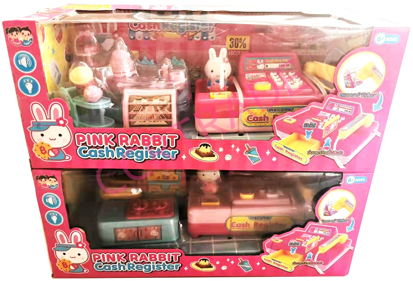 แคชเชียร์พิงค์แรบบิทมีเสียง มีไฟ(รุ่นใหม่) 13x32 ซม.(ลิขสิทธิ์แท้)(1x3)