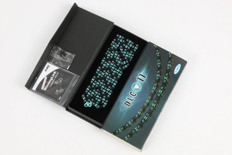 ของแท้ โซ่เพชร Kmc x11sl dlc, complete hollow super light chain, diamond chain color, 11 speed