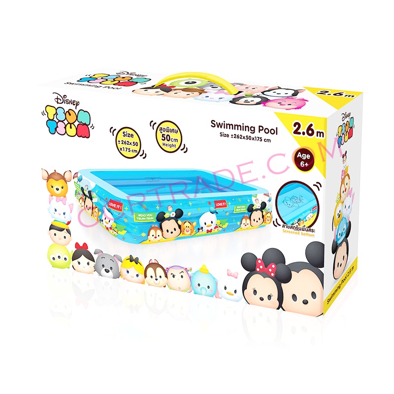 สระน้ำเป่าลมกันลื่่น ทรงเหลี่ยมจัมโบ้ 2.6 เมตร มิ๊กกี้เม้าส์(ลิขสิทธิ์แท้)