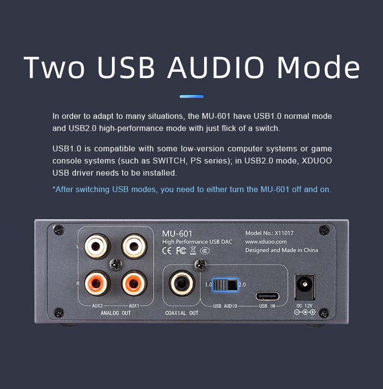 xDuoo MU-601 DAC ตั้งโต๊ะ ชิป ESS ES9018K2M ประกันศูนย์ไทย