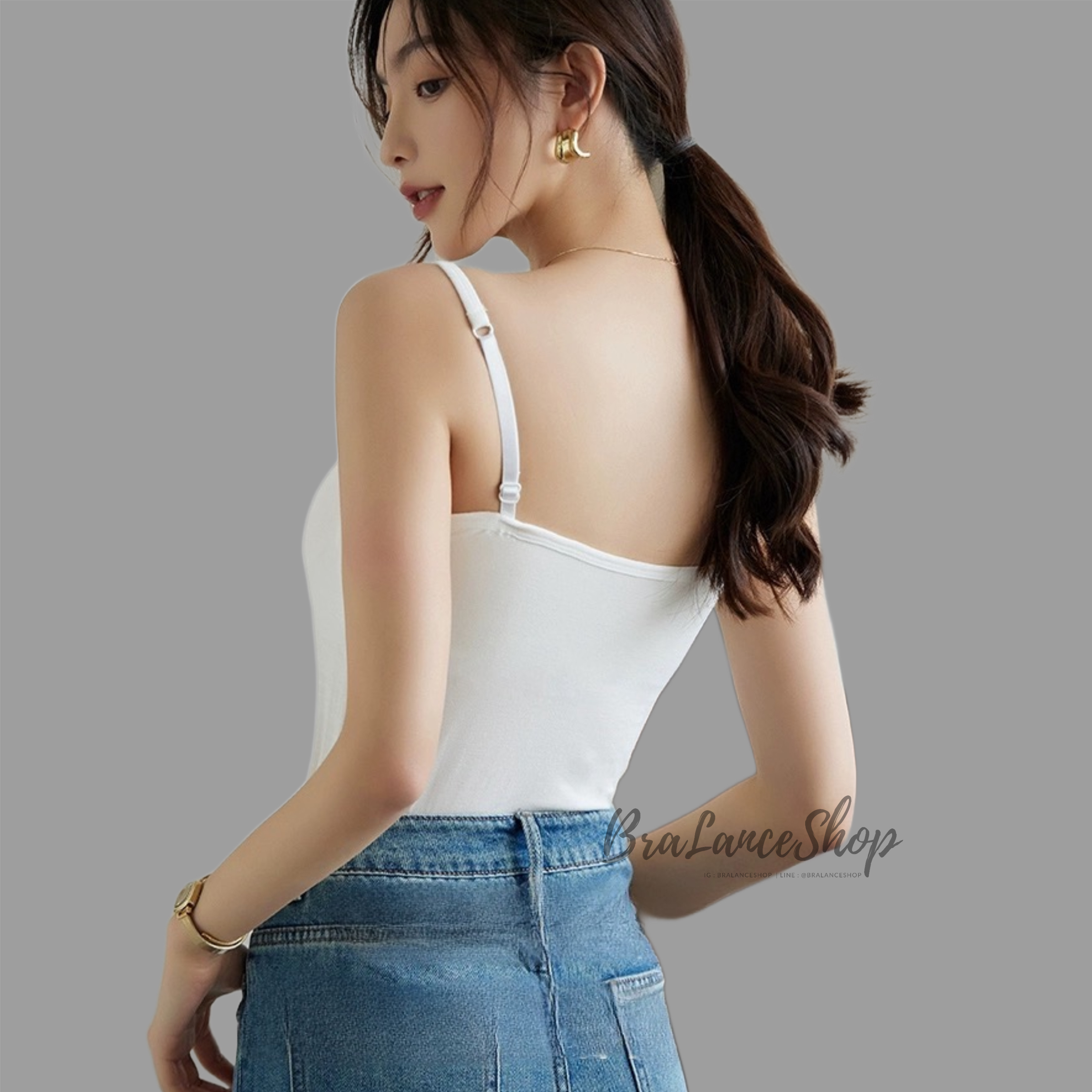 BLS✿C1016 สายเดี่ยวผ้าคอตตอน มีบราในตัว