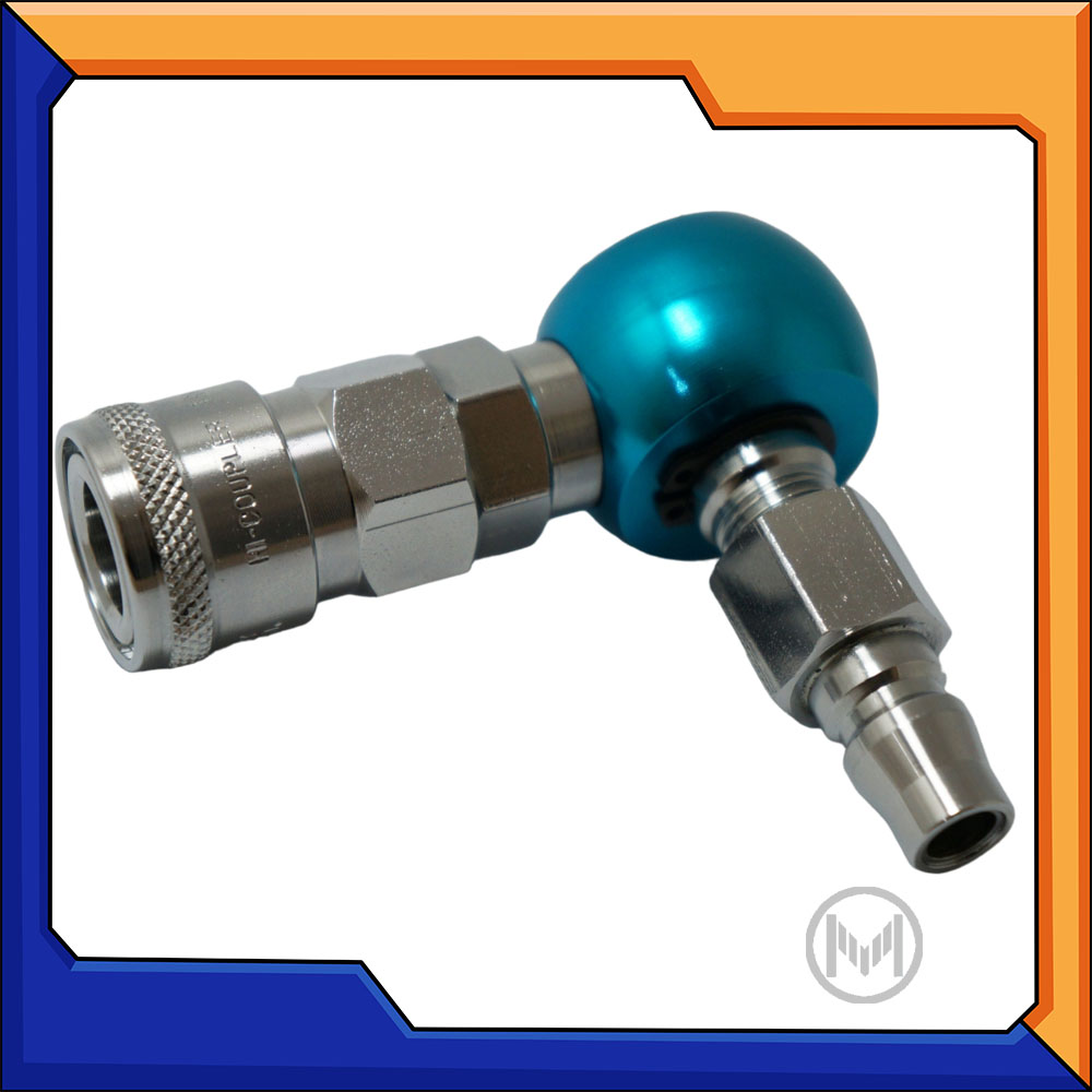 ข้อต่อลม คอปเปอร์ลมงอ 90องศา พร้อมตัวหมุนได้ (Blue)