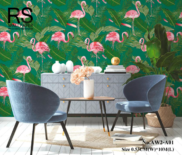วอลเปเปอร์ลายใบไม้สีเขียว ธรรมชาติ(Tropical Style)AW2-A01