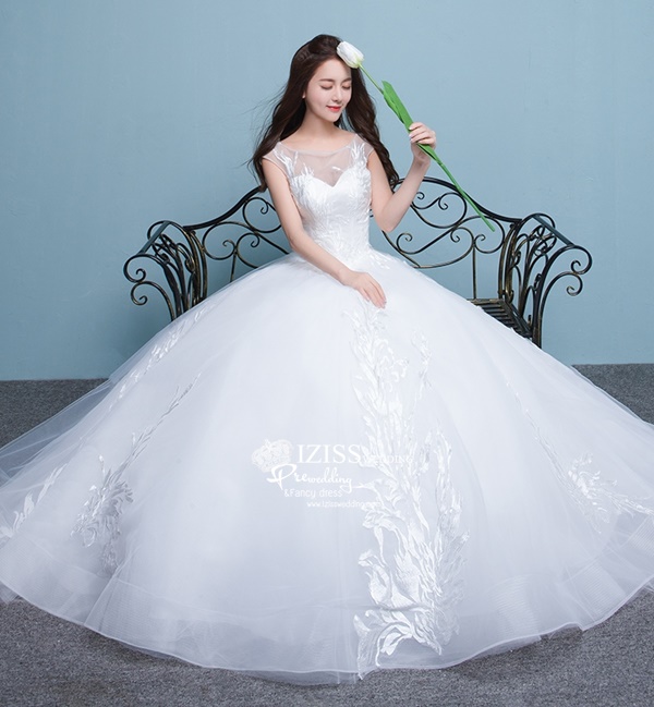 BR316 **พรีออเดอร์**ชุดแต่งงาน&ชุดเจ้าสาวแบบยาวสีขาวเกรดพรีเมี่ยม หรูหราน่ารัก สวยโดดเด่นไม่ซ้ำใคร
